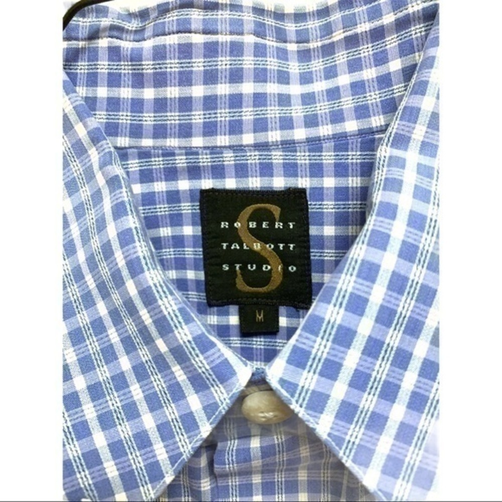 Robert Talbott Blue Gingham Button Down Shirt - image 4